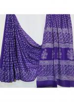 Cotton Mul Mul Purple Casual Wear Printed Saree